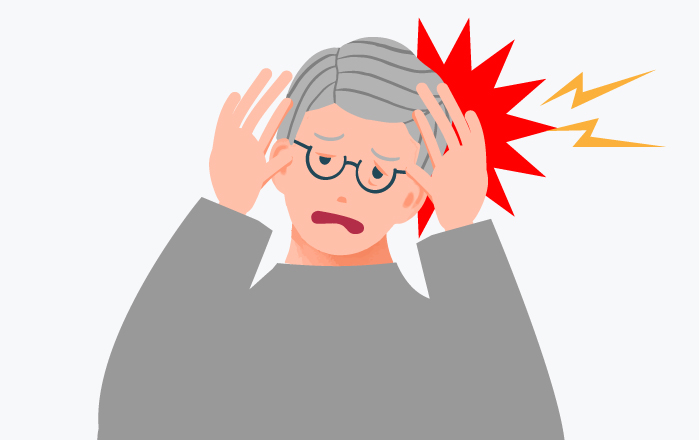 激しい頭痛、意識障害のイラスト